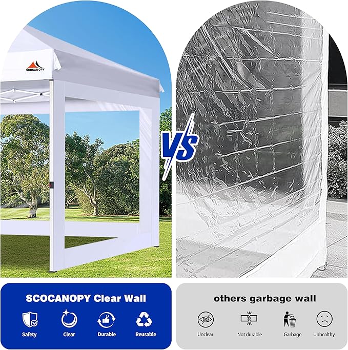 SCOCANOPY Clear Window Sidewall for 10x10 Canopy Frame, 3 Pack Sunwalls Only,(Red)