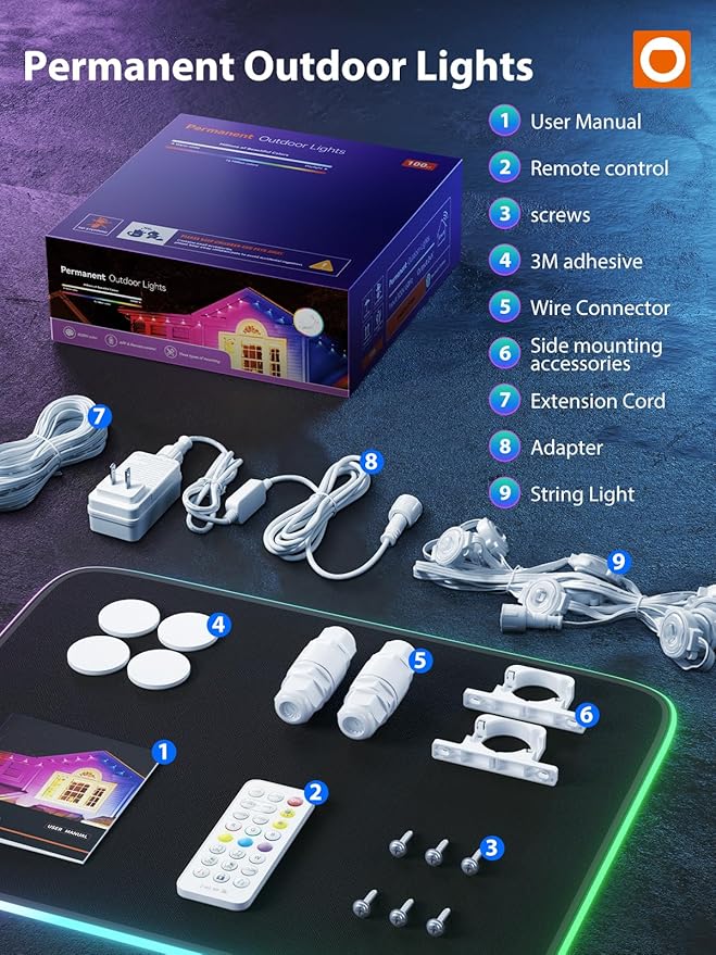 addlon Permanent Outdoor Lights, 100FT with 50 Dual-LED, Cuttable & Extendable, Remote & App Control RGB Eave Light, IP67 Waterproof Outdoor Lighting for House, for Halloween Décor, Christmas Light