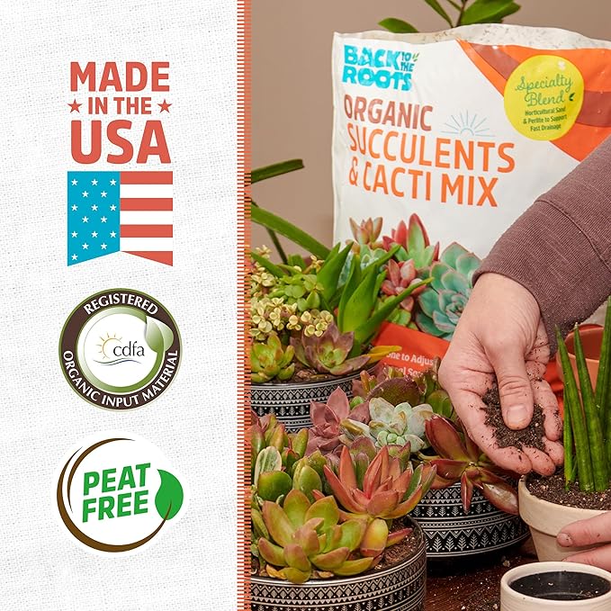 Back to the Roots 100% Organic Succulent & Cacti Mix (Value 12 Quart) | Made in The USA