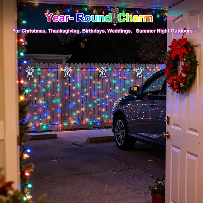 350LED Christmas Lights Indoor Outdoor, 90ft 12 Modes Multicolor LED String Lights with Timer Dimmable, Waterproof Tree Lights for Xmas Patio Yard Fence Bedroom Wedding Garden Decor Multicolor
