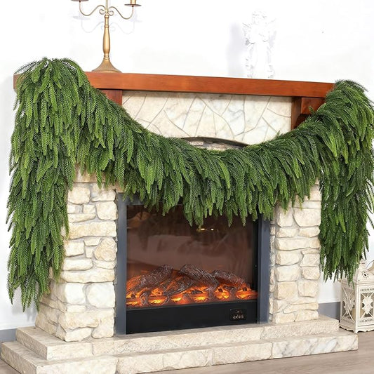 Christmas Norfolk Pine Garlands - 5ft Artificial Garland Faux Green Fake Pine Needles Garland for Fireplace,Table,Window,Stairs,Mante,Holiday Indoor Outdoor Xmas Decor(1PCS)