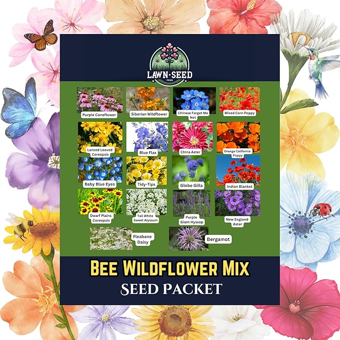 Bee Wildflower Mix (Seed Packet) Sprinkle a Little Magic—Our Shade, Perennial, Hummingbird, Deer-Resistant, and Other mixes Bring Vibrant Color and pollinator Joy to Any Space.