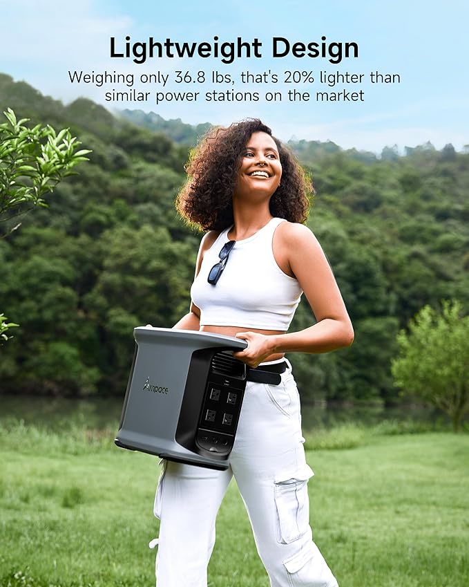 AMPACE Andes 1500 Power Station 2400W(Surge 3600W) Solar Generator with 200W Solar Panel, 1462Wh Solar Power Station, 1800W A-Boost Fast Charging, APP Control, Emergency Power for Home Use