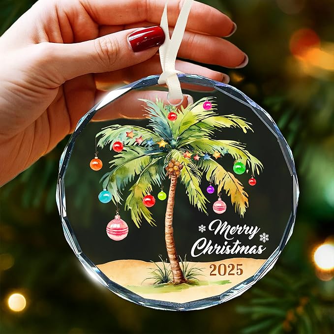 Palm Tree Christmas Ornament - Coastal Beach Ornaments for Christmas Tree, Ocean and Beachy Ornaments for Your Beach Themed, Unique Decorations for A Tropical Holiday