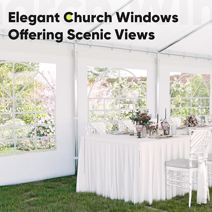 Quictent 13x26 Party Tent Heavy Duty Outdoor Canopy Tent Carport Wedding Event Shelter BBQ Wedding Tents for Parties with Storage Bags(Church)