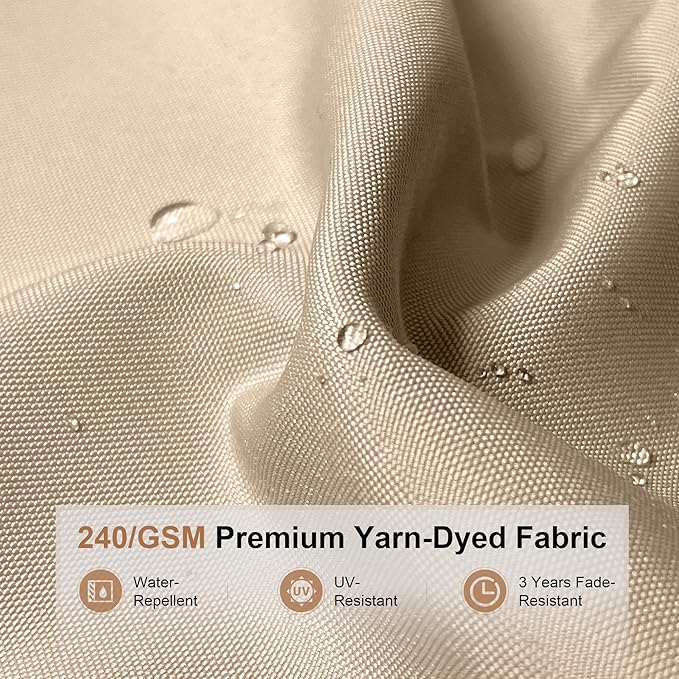 PURPLE LEAF 11 Feet Double Top Deluxe Solar Powered LED Square Patio Umbrella Offset Hanging Umbrella Outdoor Market Umbrella Garden Umbrella, Beige