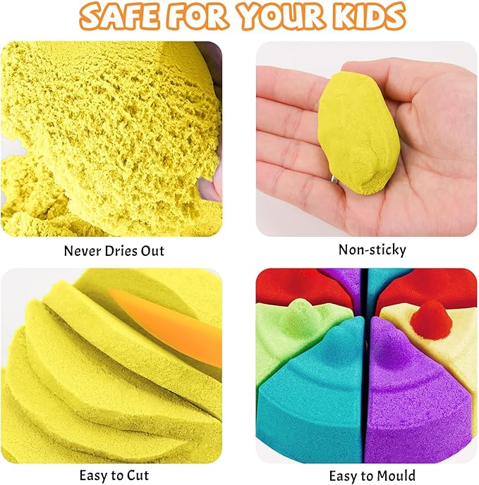 NiToy FlexiSand Value Pack 11lbs of Moldable Self-Sticking Sand, Never Dries Out-Fun for 3 Years and Up Kids Bulk Refill for Sensory Sand Box Toys, Ideal for Shaping, and Molding(5kg, Yellow)