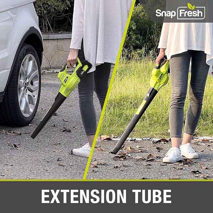 SnapFresh 20V Leaf Blower Cordless - 4.0Ah Battery Electric Leaf Blower with Fast Charger - Lightweight & 2-Speed - Battery Powered Leaf Blowers for Lawn Care, Patio Yard Sidewalk - 130 MPH 140 CFM