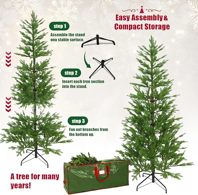 5FT Artificial Norfolk Christmas Tree, Slim Christmas Tree UV Resistant for Outdoor & Indoor Use Holiday Christmas Decor