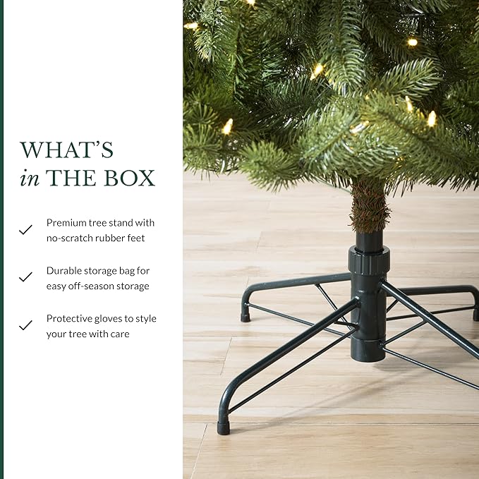 Balsam Hill Mountain Spruce - Realistic Narrow Artificial Christmas Tree with True Needle Foliage Available Unlit or with Warm LED Clear Lights, Unlit, 7.5'
