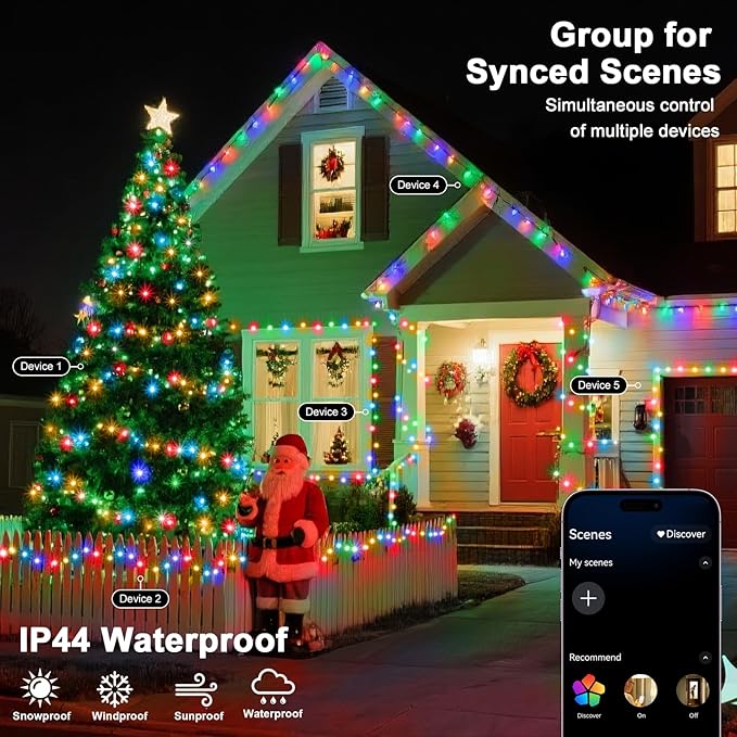 520 LED RGB 120+ Modes Christmas Lights 170FT Color Changing LED String Lights Plug in Dimmable & Timer IP44 Waterproof Outdoor Twinkle Lights for Bedroom Tree Party Christmas Tree Decor