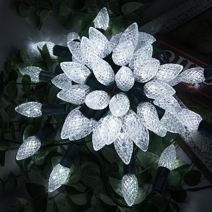 AWQ 500LED 173.8 FT C6 Christmas String Lights Plug in Fairy Twinkle String Lights 8 Modes Timer Function Waterproof Extendable for Indoor Outdoor Wedding Party Christmas Decoration (500, White)