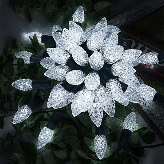 AWQ 500LED 173.8 FT C6 Christmas String Lights Plug in Fairy Twinkle String Lights 8 Modes Timer Function Waterproof Extendable for Indoor Outdoor Wedding Party Christmas Decoration (500, White)
