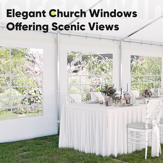 Quictent 20x50 Heavy Duty Party Tent Outdoor Canopy Tent Carport Wedding Event Shelter BBQ Wedding Tents for Parties with Storage Bags(Church)