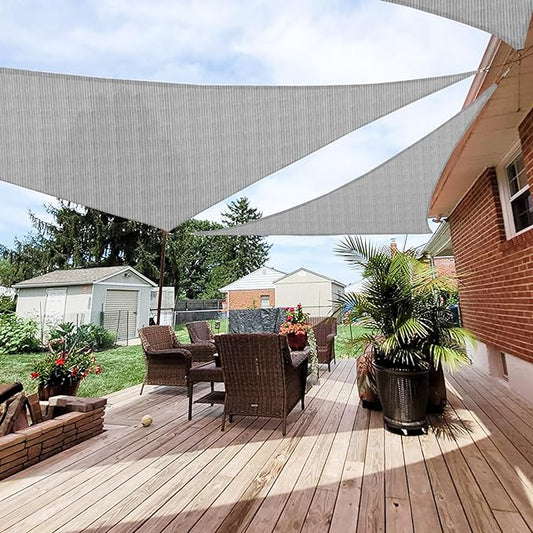 Patio Paradise 6' x 6' x 6' Sun Shade Sail Triangle Canopy Shade Cloth Fabric Sunlight Block Patio Pergola Cover HDPE Deck Awning for Outdoor Backyard Roof Shading, Gray
