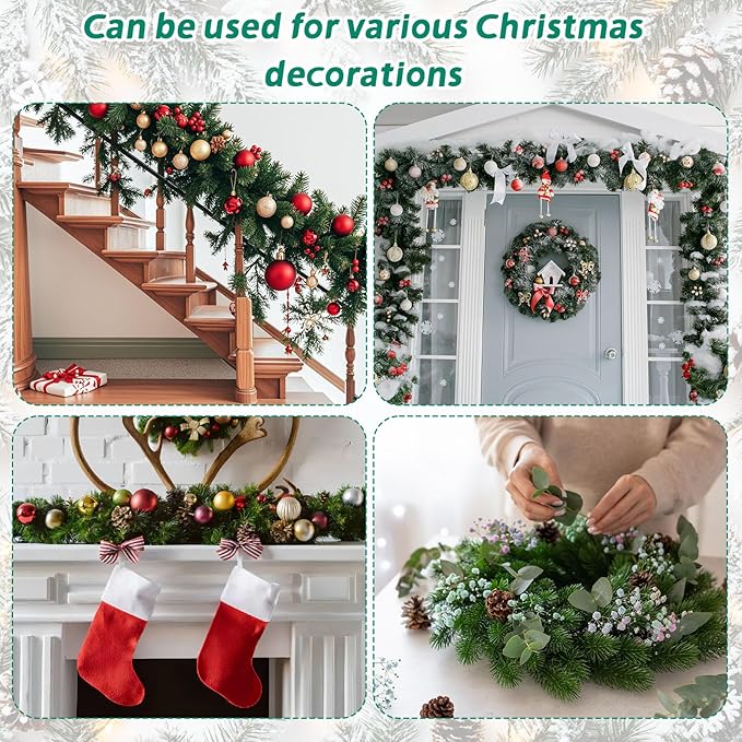 80 Pcs Christmas Garland Ties Reusable Green Nylon Garden Plant Cable Straps Adjustable Banister Ties for Christmas Tree Wreath Garland Wrapping Door Stairway Railings Decoration (80, 12 Inch)