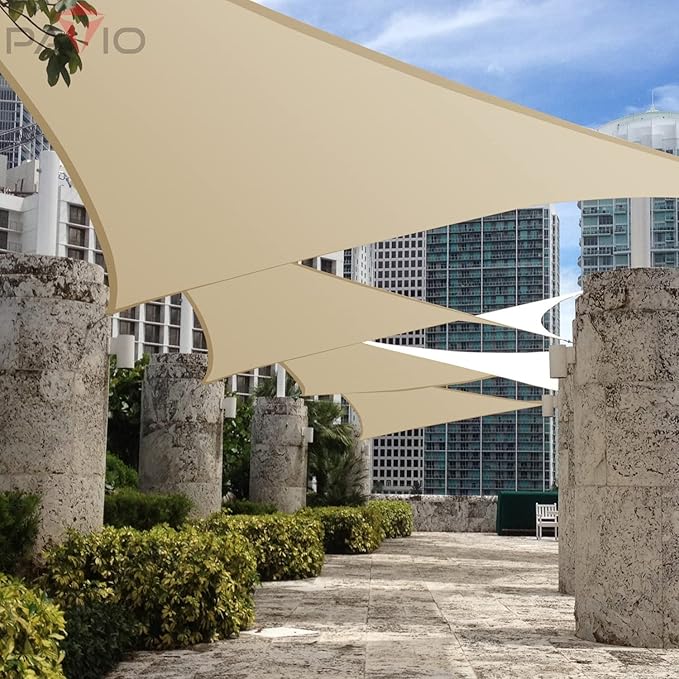 Patio Paradise 9' x 17' Sun Shade Sail Waterproof Beige Rectangle Shade Canopy UV Block Tarp Cloth Outdoor Patio Cover for Garden Backyard Deck Awning