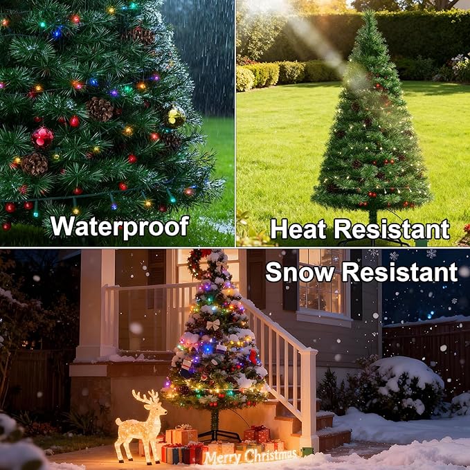 4FT Christmas Tree DOLUCKY Battery Operated Arbol de Navidad 8 Modes 70LED Artificial Christmas Trees with Lights Pinecone Haw for Outdoor Paths Gardens Christmas Decorations