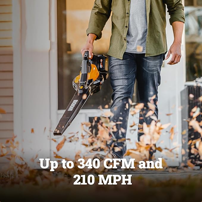 WORX Cordless Leaf Blower, 3 in 1 Blowers for Lawn Care with Leaf Vacuum & Leaf Mulcher, Electric Blower with Brushless Motor & 2 Speed Control, 2 ¡¿ 4.0 Ah Batteries & Charger Included, WG583