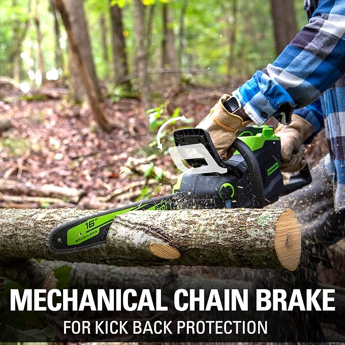 Greenworks 80V 16 Brushless Cordless Chainsaw (Great For Tree Felling, Limbing, Pruning, and Firewood / 75+ Compatible Tools), 2.5Ah Battery and Charger Included