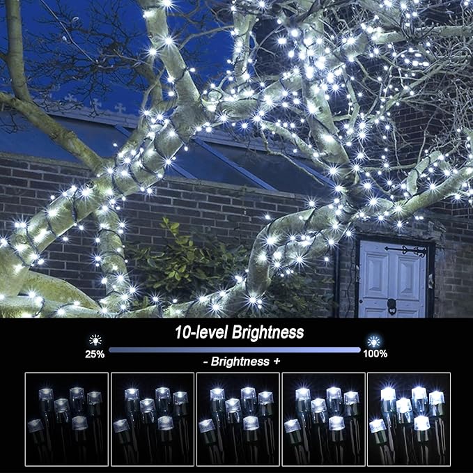 White String Lights Outdoor, 2 Packs of 36ft 100LED Battery Stringlights with Remote and Timer, Dimmable Led Christmas Lights Indoor, Twinkle Christmas Tree Lights Outdoor, Xmas Lights Decor
