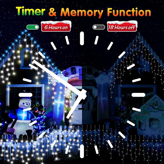 131FT Christmas Lights Outdoor 1440 LED Christmas Decorations Waterproof Plug in with 8 Modes & Timer Christmas Lights for Roof Party Garden Holiday Decor (Cool White)
