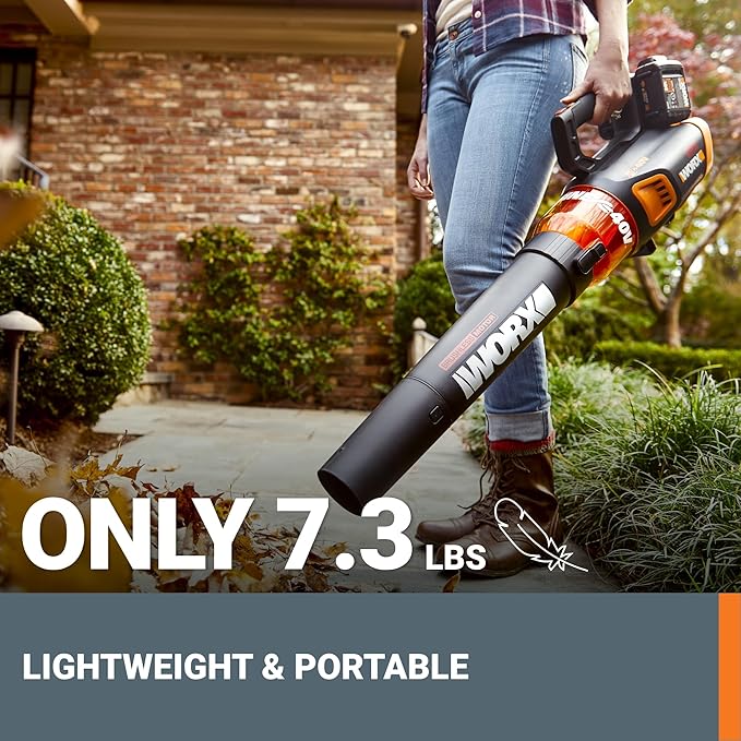 WORX Cordless Leaf Blower, Electric Blower for Lawn Care wth Brushless Motor, 2 ¡¿ 2.5 Ah Batteries & Charger Included, WG584