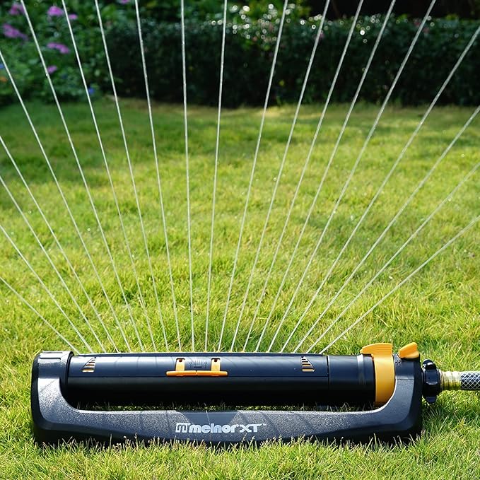 Melnor 65167AMZ XT Turbo Oscillating Sprinkler, 4,500 sq. ft., Quick Connect Bundle, 3-Way Adjustable, Black, Yellow
