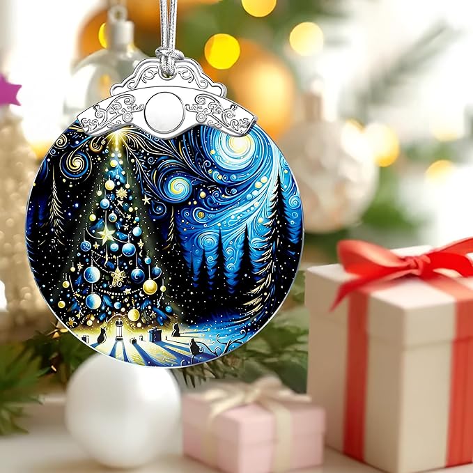 Starry Night Christmas Ornaments – Christmas Tree Decoration, Holiday Decor, Xmas Stocking Stuffers, Gift Idea, Gifts for Art Lover, Coworker, Friend, and Family - Xmas Tree