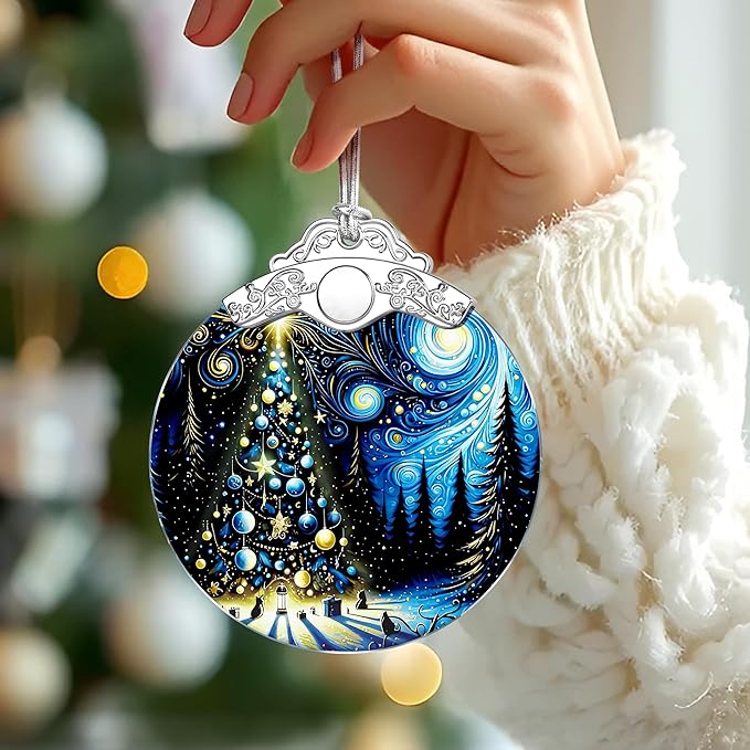 Starry Night Christmas Ornaments – Christmas Tree Decoration, Holiday Decor, Xmas Stocking Stuffers, Gift Idea, Gifts for Art Lover, Coworker, Friend, and Family - Xmas Tree