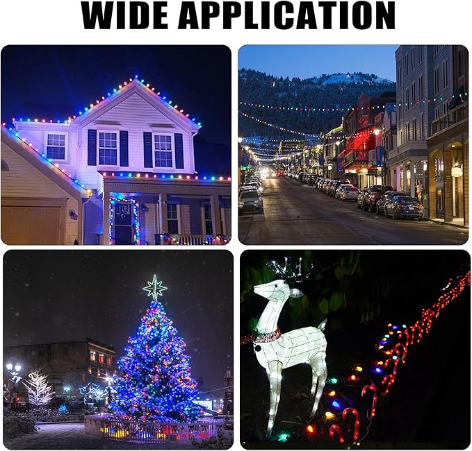 C9 Christmas Light Bulbs 50 Pack, Shatterproof Replacement LED Bulb, Multicolor Fairy Lights for Indoor and Outdoor Holiday Decoration, E17 Base