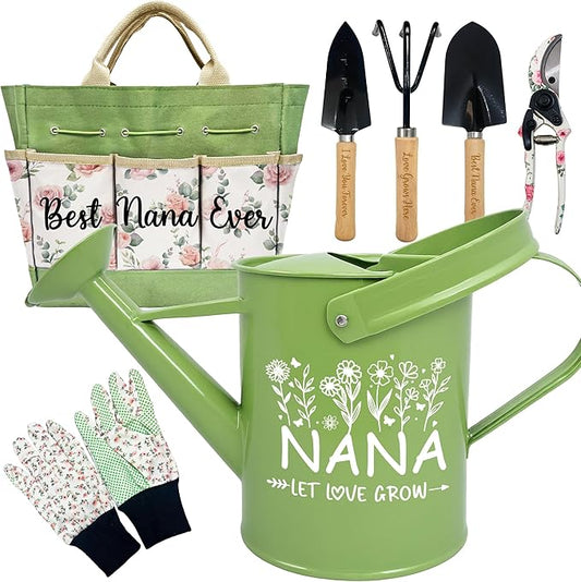 Nana Gifts, Garden Kit for Christmas Nana Gifts from Grandkids Floral Gardening Tools and Durable Garden Tools Organizer Tote, Ideal Gardening Set for Women on Christmas Plant Lover Present