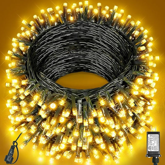 157FT 480 LED Christmas Lights Outdoor, Christmas Tree Lights Waterproof, 8 Modes Plug in Fairy String Light for Indoor Party Xmas Tree Garden Patio Decorations, Warm White