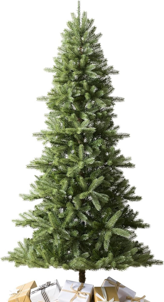 Balsam Hill Mountain Spruce - Realistic Narrow Artificial Christmas Tree with True Needle Foliage Available Unlit or with Warm LED Clear Lights, Unlit, 7.5'
