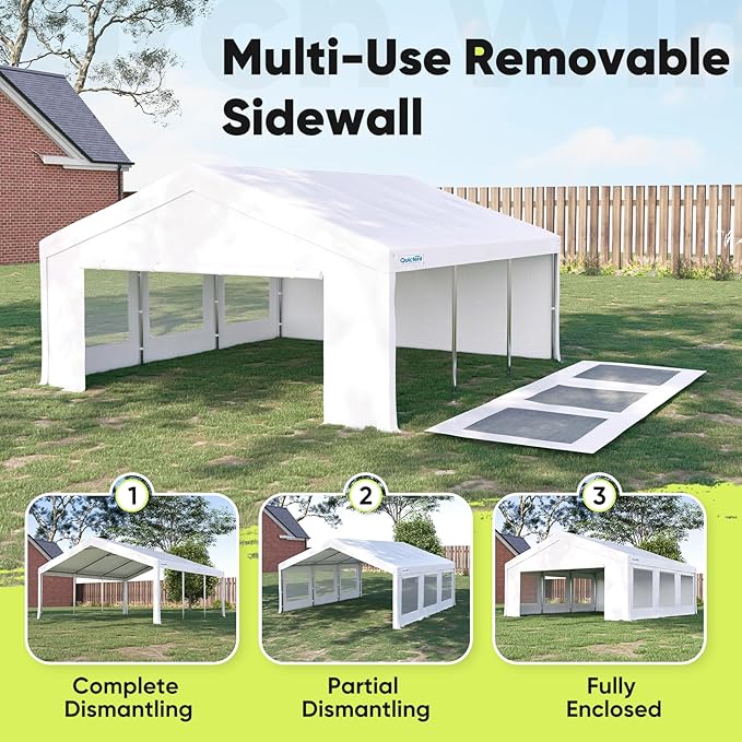 Quictent 20x20 Party Tent Heavy Duty Outdoor Canopy Tent Carport Wedding Event Shelter BBQ Wedding Tents for Parties with Storage Bags(Mesh)
