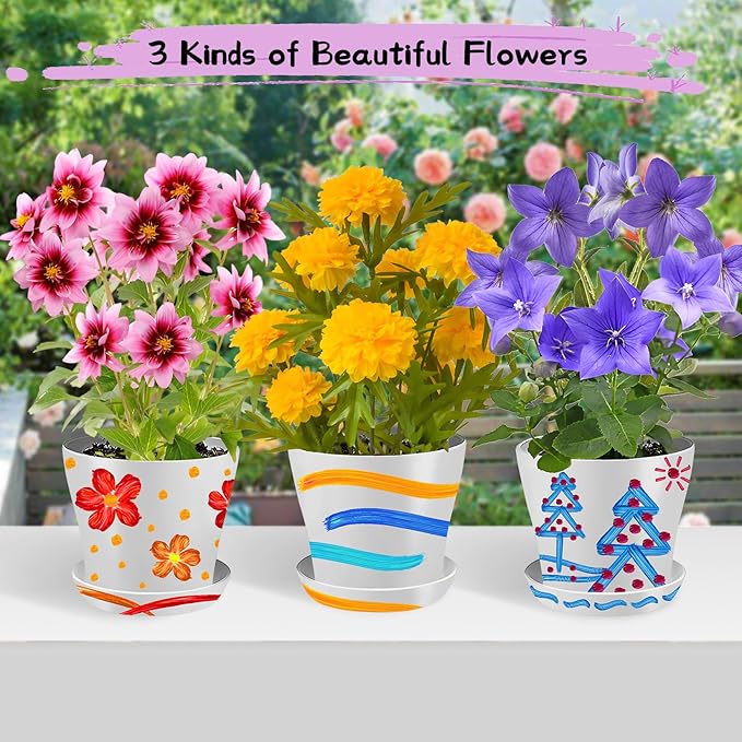 Paint & Plant Children’s Gardening Kit for Girls Boys Toys Garden Flower Gardening Gift for Kids Flower Pots Seeds Art Craft Grow Garden Planting Set for Kids Age 4 5 6 7 8 9 10 11 12 13 14 Years Old