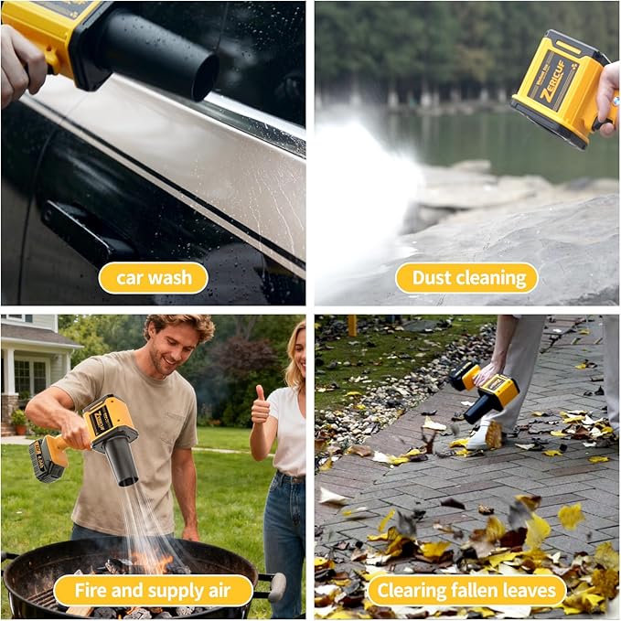Leaf Blower Cordless with 2*4.0 Ah Battery and Charger[Battery with Outdoor LED Light+Stepless Speed Control]21V 180MPH Handheld Electric Leaf Blower for Patio & Garden Dust Leaves CleaningCar Wash