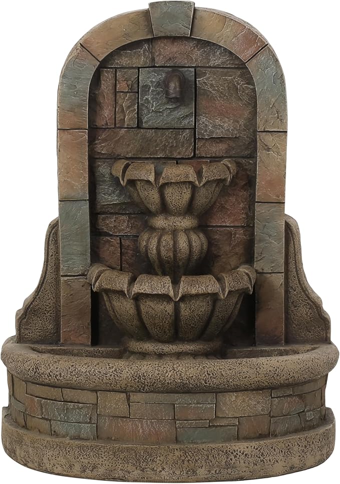 Merax 29" High Roman Tier Fountain, Outdoor Weather-Resistant Floor Fountain, Classic Design for Garden Patio Yard, Stone Gray