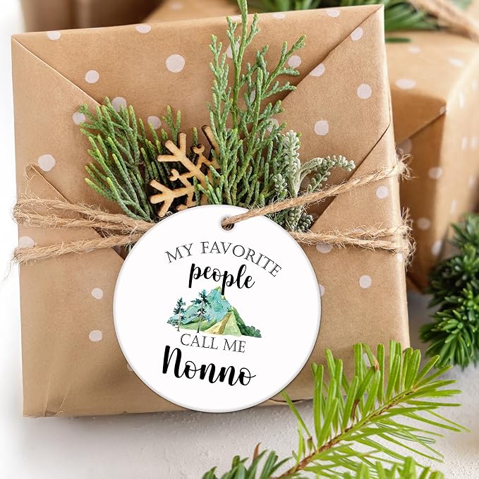 Nonno Gifts Ceramic Christmas Ornaments, Nonnos Christmas Tree Ornaments, Xmas Thanksgiving Birthday Gifts for Nonnos Grandpa, My Favorite People Call Me Nonno Decorative Hanging Ornament