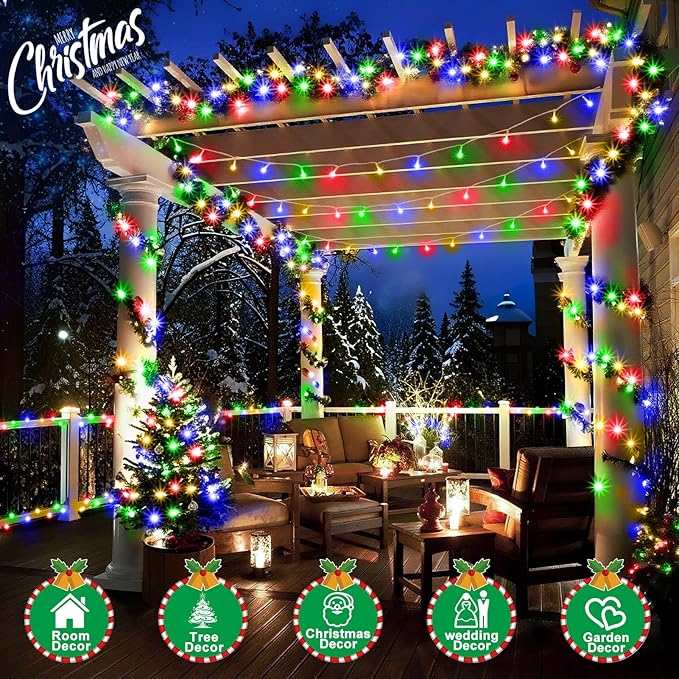 SAUIRS 403FT 1000 LED Christmas Lights Outdoor String Lights with 8 Modes Timer Waterproof Fairy Light Plug in for Outside Indoor Party Xmas Palm Tree Yard Wedding Decorations(Multicolor)