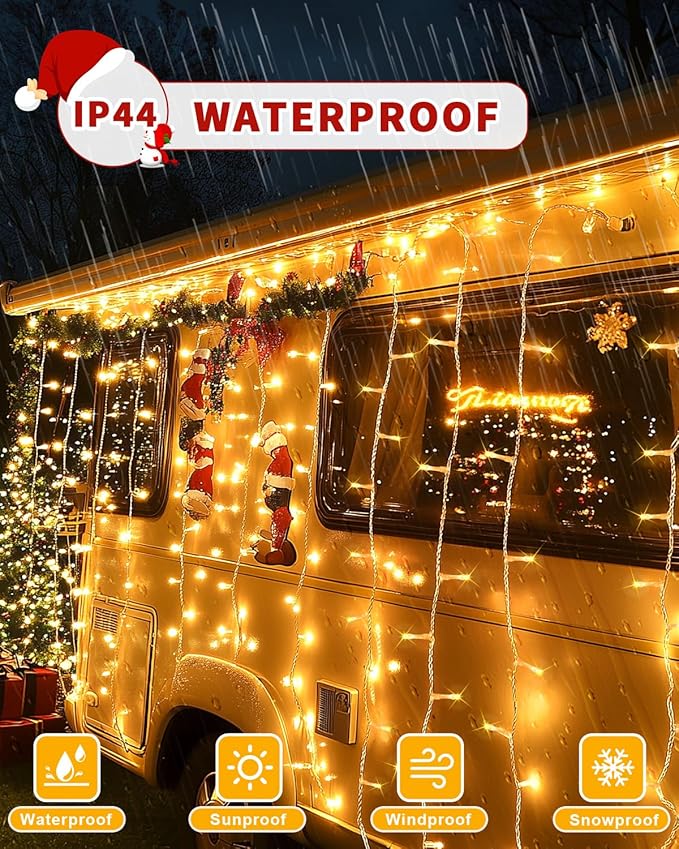 Christmas Lights String Outdoor Indoor, 1200 LED 403FT Warm White Xmas Tree Decorations Lights, Plug in Twinkle Fairy Light with Remote Timer Dimmable for Room Yard Holiday Party Wedding Camping Decor