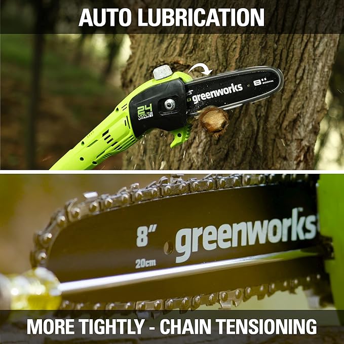 Greenworks 24V 8 Cordless Polesaw (Great For Pruning and Trimming Branches / 200+ Compatible Tools), Tool Only