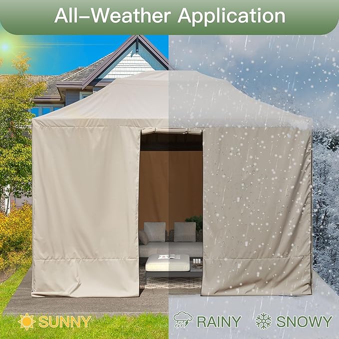 MELLCOM Winter Gazebo Cover for 10×12 Hardtop Gazebo, with Mesh Screens and Doors and Windows, Accessories for All Seasons