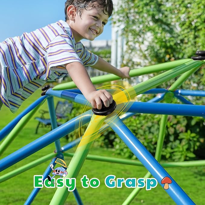 Zupapa New Upgraded Outdoor Geometric Dome Climber with 1000LBS Weight Capability,3D Assembly Video,Suitable for 1-6 Kids Climbing Frame (Turquoise, 10FT)