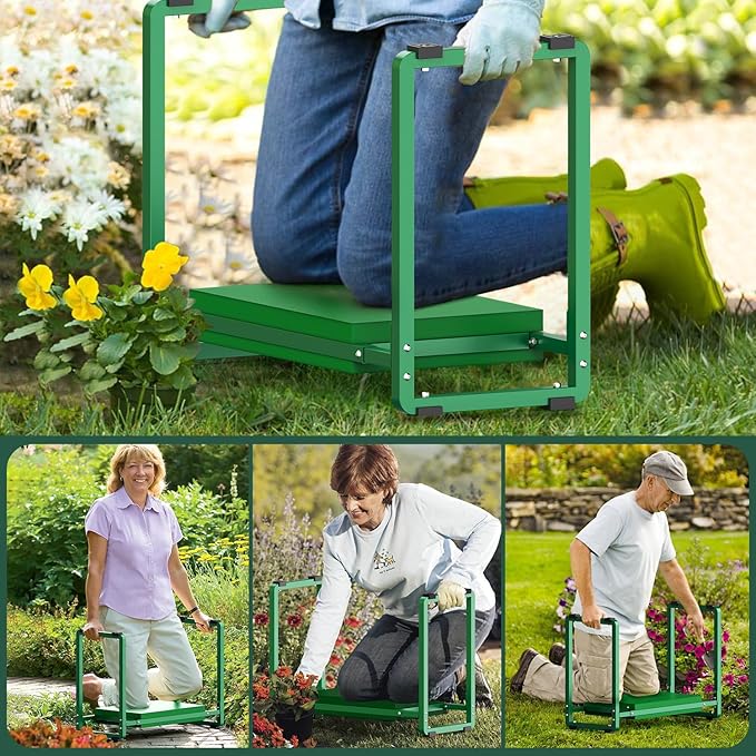 FLINTER Garden Kneeler and Seat, 10.2 Wider Heavy Duty Thick Gardening Bench for Kneeling and Seat - Multifunctional Kneeler Bench, Gardening Gifts for Women, Seniors Grandparents, Green