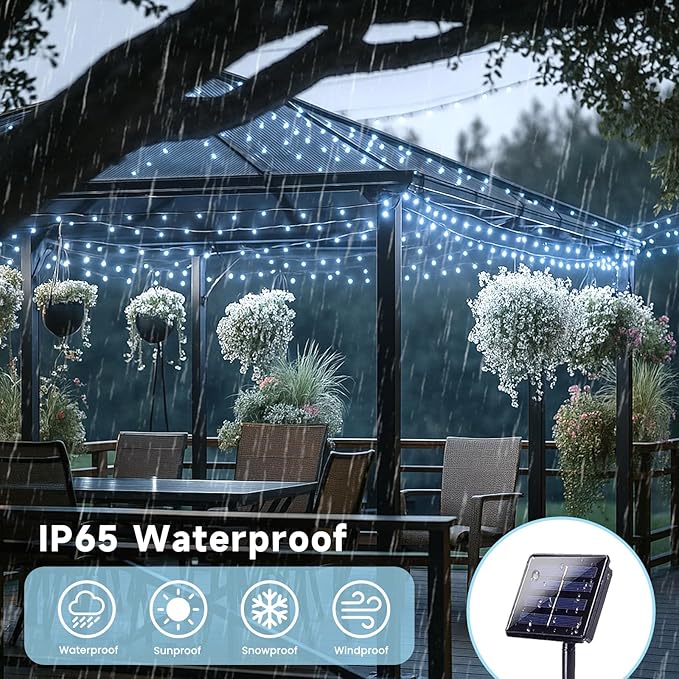 6 Pack 270FT Solar Christmas Lights Outdoor Waterproof, Super Bright 480 LED Solar String Lights with 8 Lighting Modes, Green Wire Solar Twinkle Tree Lights for Outside Xmas Party (Cool White)