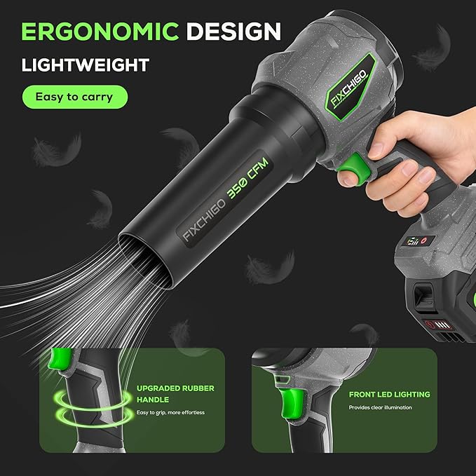 Cordless Leaf Blower, Brushless Dust Cleaner with 1 x 4.0Ah Batteries,3 Speed Modes,Handheld Leaf Blower for Lawn, Garage, Snow, Patio(Gray)