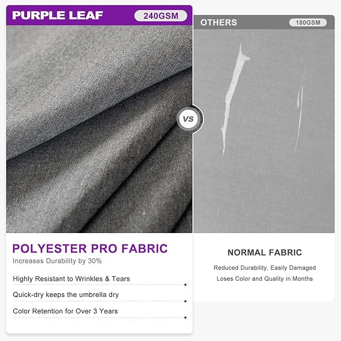 PURPLE LEAF 10 FT Cantilever Umbrella Outdoor Patio Umbrella, Large Offset Square Umbrella, Windproof Heavy Duty Hanging Outside for Patio, Mist Grey