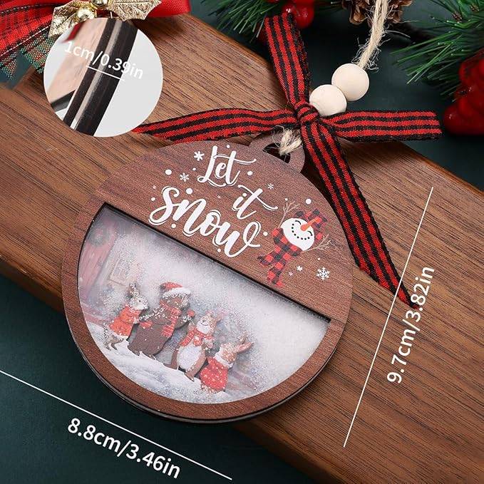 Tesuivra Christmas Tree Decorations Personality - Funny Brown Hanging Ornaments Set - Wooden Bear Santa Snowmen Home Indoor Decor - Uncommon Red and White Themed Xmas Ornaments for Holiday Decorating