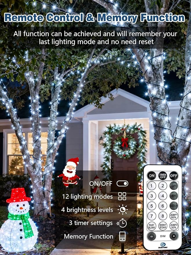Voice Controlled Christmas Lights with Remote, 165 FT 500 LED String Lights Indoor Outdoor with 12 Modes 3 Timers, Dimmable Twinkle Light Plug in Waterproof for Xmas Tree Party Decor, Cool White